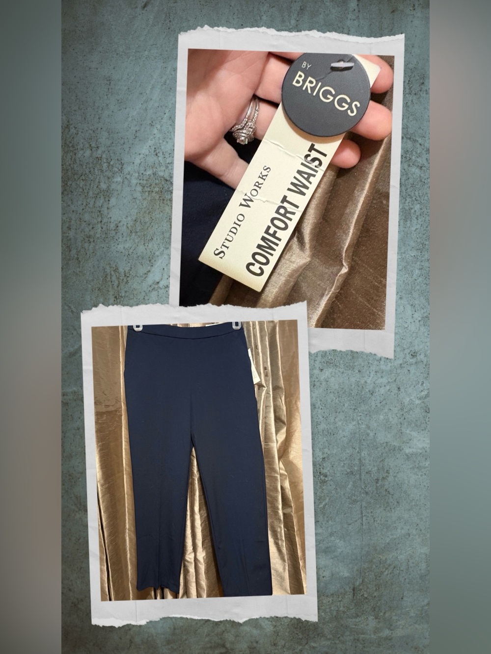 Studio Works Navy Pull-On Straight-Leg Pants #1945